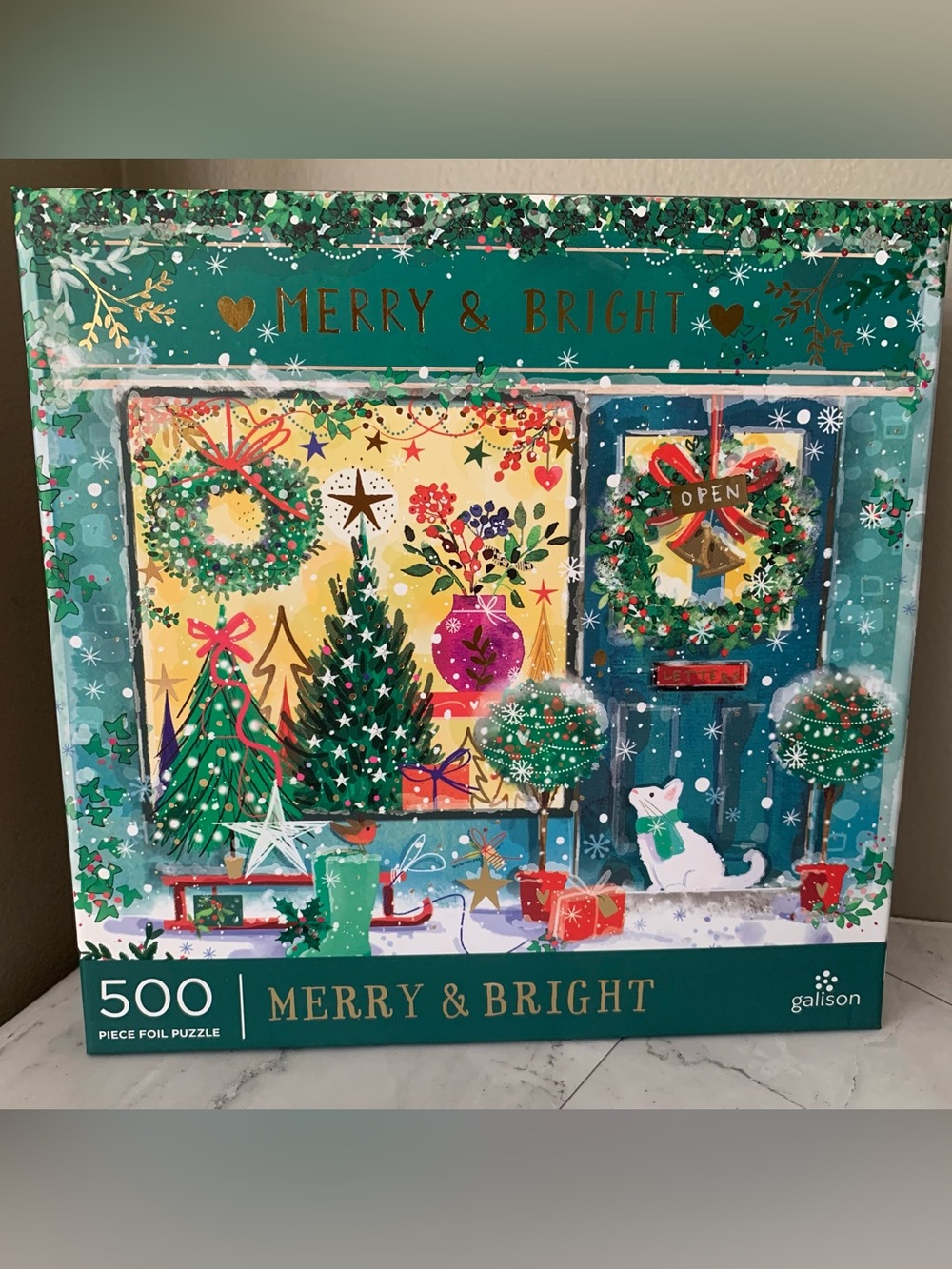 Galison Merry & Bright 500 Piece Foil Puzzle Christmas sealed
